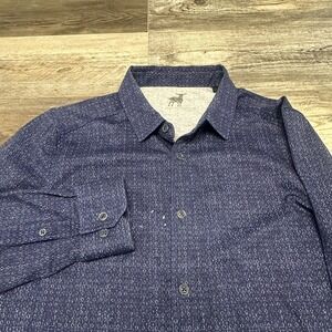 Raffi Shirt Blue Mens‎ L Geometric Patterned Luxury Cotton Long Sleeve Button Up